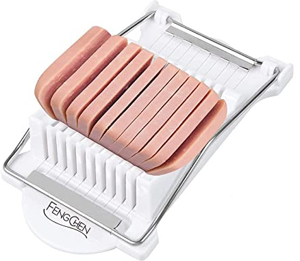 FENGCHEN Luncheon Meat Slicer, Spam Cutter with 10 Stainless Steel Wires, Slice Tool for Boiled Eggs, Banana, Avocado, White