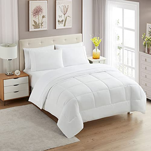 Sweet Home Collection Ultra Soft Down Alternative Set & Luxurious Bed Sheets, Polyester, White, King