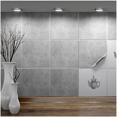 FoLIESEN - Fliesenaufkleber 20x20 cm | selbstklebende Fliesen-Folie für Bad & Küche | entfernbare Klebe-Folie für Wandfliesen Küchenrückwand & Bordüren | 20 Klebefliesen, .:Dekor Greydi