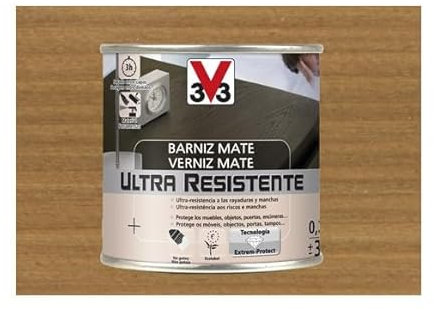 V33 - Barniz ultra resistente mate roble oscuro 0,25l