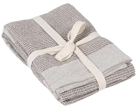 Bloomingville Cotton Waffle Weave Tea Towels (Set of 2), Grey, 2 Count