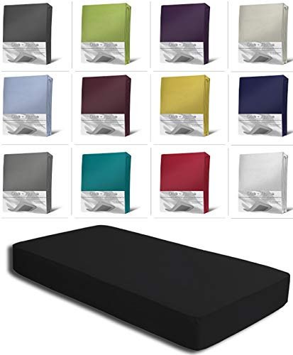 one-home Spannbettlaken Boxspringbett Wasserbett Elasthan Spannbetttuch Bettlaken Elastan, Farbe:Schwarz, Maße:180-200 x 200-220 cm