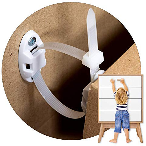 Inaya 12-Pack Heavy-Duty Anti-Tip Furniture Straps- Home Furniture Wall Anchors for Baby Proofing Dressers, Cabinets, Closets, Bookshelves and TVs - Child Safety Earthquake Secure Mount Anchors