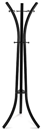 Versa Kiefer Minimalistischer Garderobenständer für den Eingangsbereich, mit 6 Haken oder Kleiderbügeln für Kleider, Maßnahmen (H x L x B) 175 x 58 x 58 cm, Metall, Farbe: Schwarz
