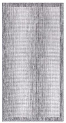 payé Outdoor Teppich Wetterfest - 80x150cm Läufer - Grau Weiß - Bordüre - Teppiche für Terrasse Balkon Garten Indoor