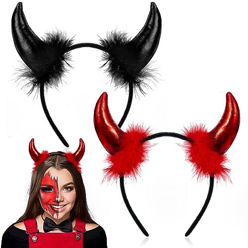 Hifot 2 st horn djävul växthus huvud djävul hår pannband horn tillbehör halloween karneval växthus huvud halloween dam