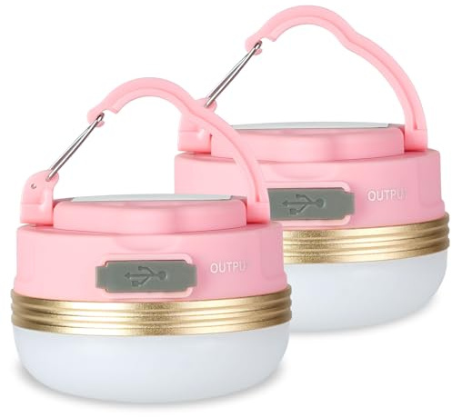 Flintronic Campinglampor, 2 st., LED-campinglykta, USB-laddbar med powerbank på 1 800 mAh, med 4 lägen, inkl. SOS-ljusläge, bärbar och praktisk, nödfallsset för friluftsliv, vandring och camping
