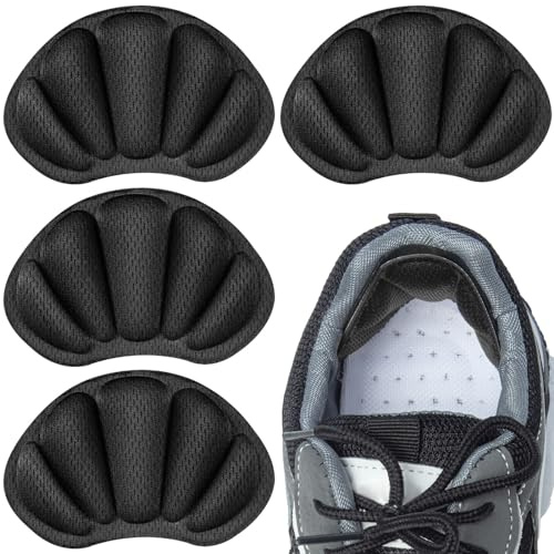 Heel Cushion Pads for Women Men, Prevent Shoes from Being Too Big, 2 Pairs Mesh Self-Adhesive Heels Cushion Inserts for Back of Heel, Black
