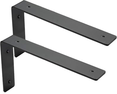MLOQI 2 stück Regalhalterung Schwarz Regalwinkel Schwerlast, Regalwinkel Schwarz Metall, Wandhalterung Winkel regal 0,5 cm Dick 20 cm