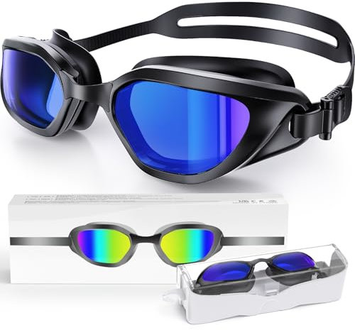 Zeligerstar Polarisiert Schwimmbrille für Erwachsene Jugendliche, Anti-Beschlag-UV-Schutz Schwimmbrille für Herren und Damen mit Austauschbarem Nasensteg