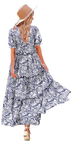 YESNO Women Summer Dress Causal Short Sleeve Floral Maxi Dress with Pockets XL ETXUK CR148