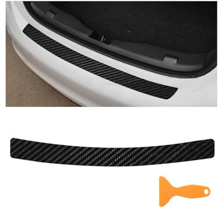 JNNJ Auto Stoßstangenschutz Lackschutzfolie, 4D Kohlefaser Heckstoßstangen-Protektor, Anti-Scratch Universal Auto Carbon Fiber Stoßstange Hinten Schutz(Schwarz)