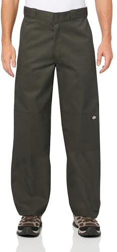 Dickies Loose Fit Double Knee Work Pants, Olive Green, 34 30
