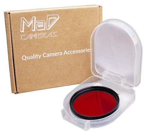 MaD Cameras 49 mm roter Vollfarbkorrekturfilter für Kamera-Objektive, ideal für Schwarz-Weiß-Fotografie
