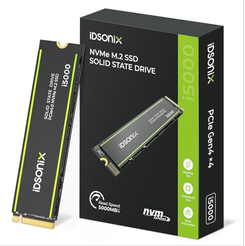 iDsonix SSD 1TB M.2 NVMe PCIe Gen4 Interne SSD, 5000 MB/s Lesen, 3500 MB/s Schreiben, Kompatibel mit Laptop und Desktop, SSD Festplatte für Gaming und Grafikbearbeitung - i5000