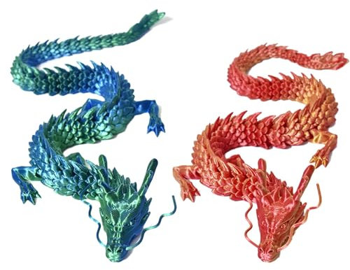 3D Printed Dragon Action Figure - 28.5CM Flexible Joints Model for Car Interior and Christmas Birthday Gifts Decoration