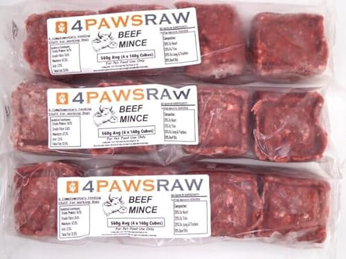4PAWSRAW Premium Beef Mince 11.2kg (20 x 560g Packs) Frozen Dog Food for BARF Diet Raw Feeding