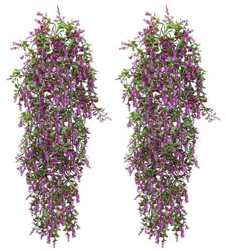 CATELL 2 Piezas Plantas Artificiales Colgantes 70 cm, Plástico Planta Artificial Colgante Plantas Colgantes Artificiales para Balcón Jardín Cocina Baño Sala de Estar Hogar (Color de Loto)