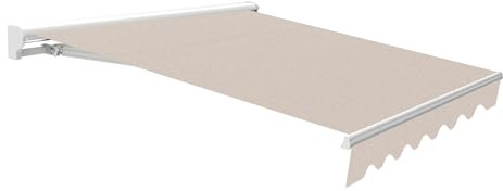 Wasabi Toldo Retráctil Exterior 400x250cm Arena Poliéster – Estructura Semicofre de Aluminio – Lona Protección Solar – Manivela Incluida – Manual Enrollable Terraza Jardín Balcón