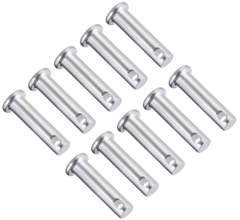 TA-VIGOR 8 x 25mm Clevis Pins Single Hole Zinc-Plated Steel Flat Head 10pc | Link Hinge Pin Fastener for Mechanical Linkage, Ship Rigging, Fixed Parts