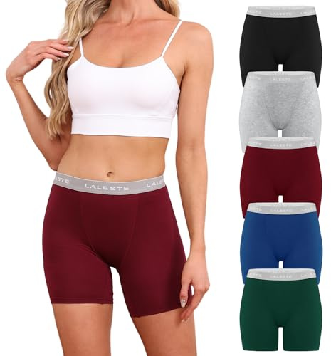 LALESTE Viscose Bamboo Boxer Briefs for Women Cotton Boy Shorts Underwear Soft Stretch Boyshorts Panties 5 Pack