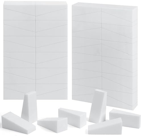 XYGK Lot de 48 éponges de maquillage douces, réutilisables, sans latex, en forme de coin blanc, éponges humides et sèches à double usage pour fond de teint liquide, blush et poudre libre