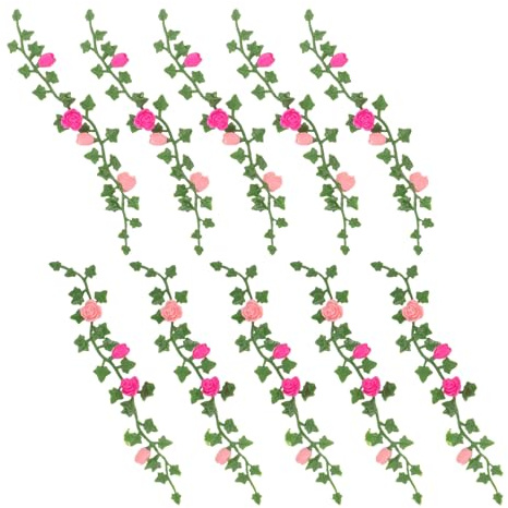 ifundom Lot de 10 Plantes Miniatures pour Maison de Poupée – Guirlandes et Rosiers Artificiels Grimpants Réalistes Fleurs Miniatures Décoratives pour Jardin Féerique Dioramas et