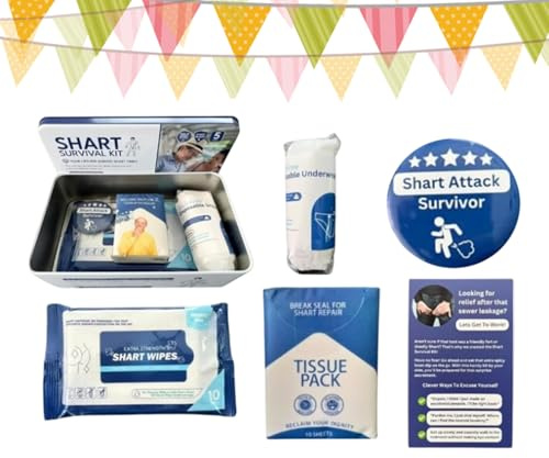Kit de survie pour bâillon – Ensemble de farces compact et portable, comprend des lingettes humides et des accessoires amusants, cadeau fantaisie, kit de blague avec articles pratiques pour mari