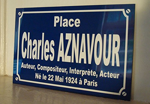 Black & Mat Serigrafía Place Charles AZNAVOR Placa de calle creación coleccionista edición limitada regalo original