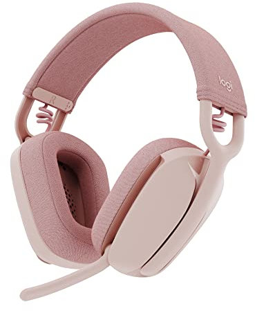 Logitech Zone Vibe 100 Lightweight Wireless Over-Ear Headphones with Noise-Cancelling Microphone, Advanced Multipoint Bluetooth Headset, Works with Teams, Google Meet, Zoom, Mac/PC - Pink