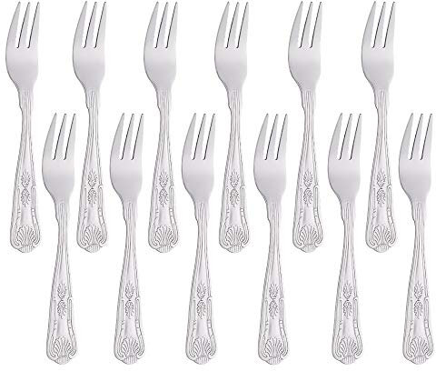 Buyer Star Cake Forks Tea Appetizer Pastry Salad Mini Forks, 18/0 Stainless Steel Fruit Fork Mirror Polished (Set of 12, Silver)