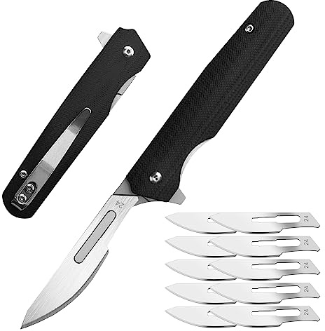 edcfans EDC Folding Scalpel Knife: G10 Handle, EDC Pocket Utility Knife with 10 Replaceable Scalpel Blades.