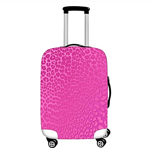 Hixingo Elastisch Kofferhülle Kofferschutzhülle, 3D Leopardenmuster Koffer Schutzhülle Staubdichte Reisekoffer Hülle Trolley Case Schutzhülle Reisegepäckabdeckung (Rosenrot,L (26-28 Zoll))