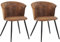 MEUBLE COSY Esszimmerstühle 2er Set Küchenstuhl Retro Polsterstuhl mit Armlehne Sessel aus Vintage Künstlich Wildledersitz Metallbeine Braun