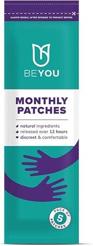 BeYou Period Patches for Period Pain Relief | This Pack of 15 All-Natural Ultra-Thin Pain Relief Patches are Vegan, Cruelty-Free, and Offer Great Muscle Pain Relief with 12-Hour Menthol & Eucalyptus