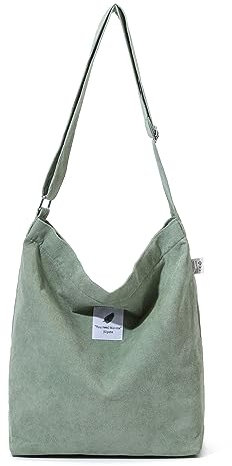 Jiliyote Cord Umhängetasche Damen Groß Mit Reißverschluss - Schultertasche, Beuteltasche für Mädchen, Schule, Uni, Einkauf, Büro