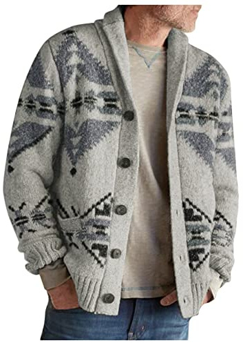 Duohropke - Sudadera de lana gruesa para hombre, con cuello alto, manga larga, chaqueta de trabajo, con capucha, de punto grueso, chaqueta de punto, abrigo, suéter con capucha, gris, XL