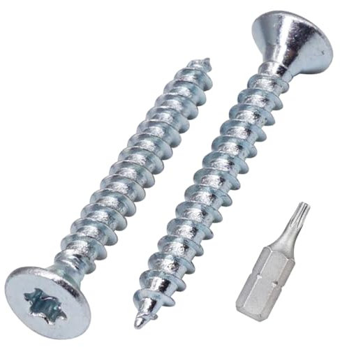 SKIR'CO (100 pièces) Vis à bois en acier zingué 3,0 x 25 mm, tête Torx, tête fraisée, vis pour panneaux d'aggloméré, entièrement filetées