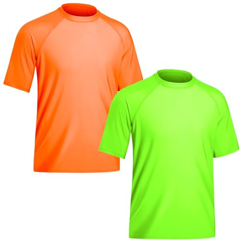 TIZAX 2 Piezas Camiseta Protección Solar Hombre con Manga Corta UPF 50+ Camiseta Anti UV Traje de Baño de Rashguard Camisa Deportiva Secado Rapido para Adultos