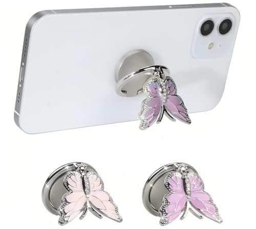 BDEPSTR 2 Piezas de Soporte para Anillo de teléfono Celular Butteryfly Soporte, 360 Grados Anillo Movil Dedo Agarre Kickstand Compatible para Teléfonos Móviles y Tabletas, Bonito Soporte para teléfono