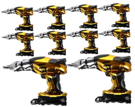 Vaguelly 10pcs Drill Mallet Toy Balloon Electric Screwdriver Balloon for Halloween Party Decorations Construction Theme Birthday Supplies