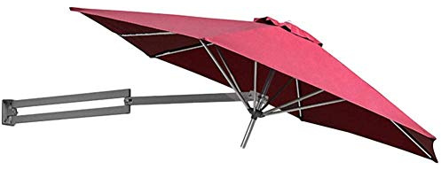 Ombrellone da parete per patio, giardino, balcone, asta in alluminio, 250 cm, rosso