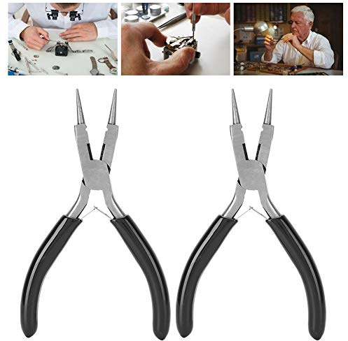 Haofy Alicates para Hacer Joyas de Punta Redonda, Herramienta para Enrollar Cables 4 en 1 con Empuñadura de Goma, 12,5 Cm