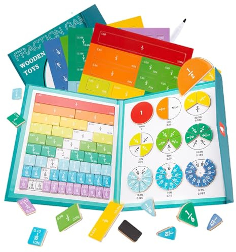 Magnetisk bråkbok – interaktiv matematiksats, magnetiskt inlärningshjälp, bråkpusselutmaning, rolig pedagogisk övning | För barn Studenter Klassrum Hemundervisning Läxor Studera Öva Handledning