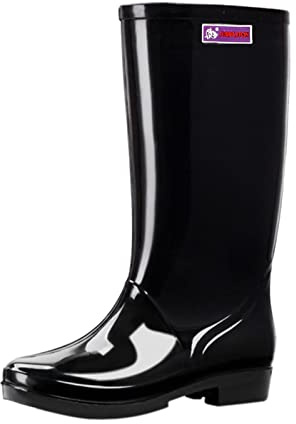 SKFLABOOF Bottes en caoutchouc doublées pour femme - Bottes en caoutchouc imperméables - Légères - Chaussures imperméables - Confortables - Chaussures d'équitation imperméables, Noir (001), 41 EU