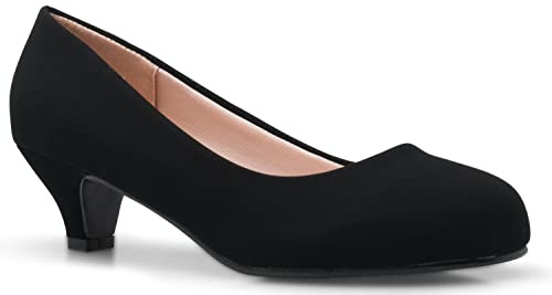 Olivia K Womens Classic Closed Toe Kitten Heel Pumps | Dress, Work, Party Low Heeled (8.5, Charcoal Nubuck, Numeric_8_Point_5)