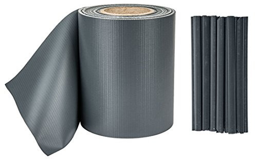 Bradas Sichtschutzstreifen 19 cm x 35 m Sichtschutzfolie Zaunfolie inkl. 20 Befestigungsclips - grau