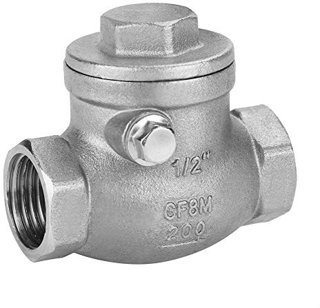 Akozon Valvole di Ritegno a Cerniera DN15 1/2 Valvola Unidirezionale in Acciaio Inox 304 WOG 200PSI per Acqua, Olio, Vapore e Altri Fluidi e Alcuni Liquidi Corrosivi