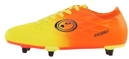Optimum Ignisio Lace-Up Football Boots - Flat Moulded Stud Outsole, Easy Fastening Astro Trainers - PU Leather, Flexible & Comfortable Fit Football Boots - Aztec Orange, 11