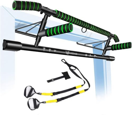 HAKENO Pull Up Bar Door Frame Fitness Chin-Up Bar for Home Gym Equipment, with Professional Training Suspension Strap Set